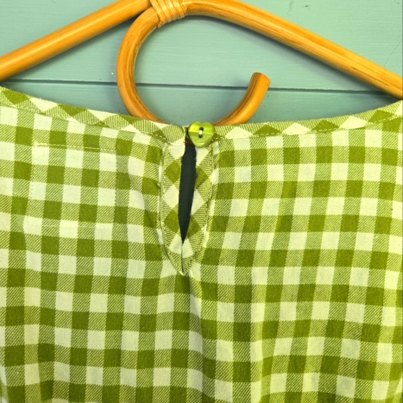 Shiny By Nature Matcha Green Check Cotton Flannel Dress Size Medium - Picture 5 of 5